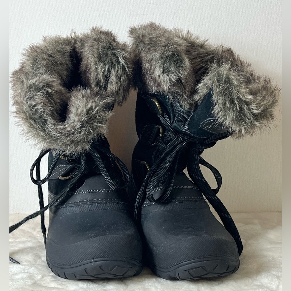 Khombu Fur Top Laced The Slope Winter Boots Black & Gray Size 7M Waterproof